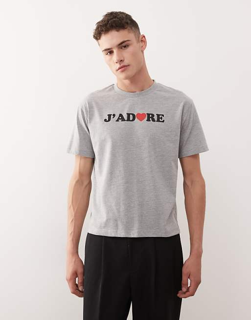 COLLUSION Slim graphic t-shirt in grey marl COLLUSION Slim graphic t-shirt in grey marl