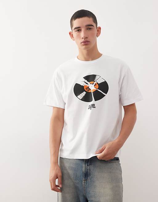 COLLUSION slim graphic t-shirt in grey