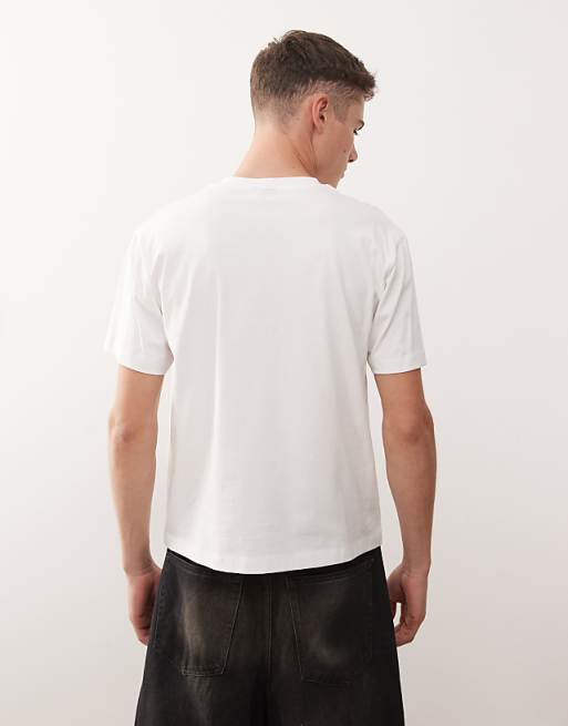 COLLUSION Slim White Slogan T-shirt
