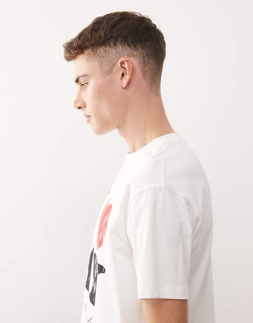 COLLUSION Slim White Slogan T-shirt