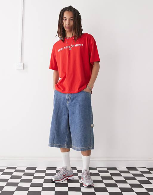 COLLUSION T-shirt In Red With Festival Print