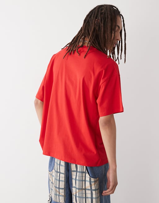 COLLUSION T-shirt In Red With Festival Print