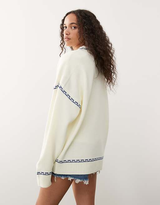 COLLUSION Unisex Dolphin Print Knitted Boxy Jumper
