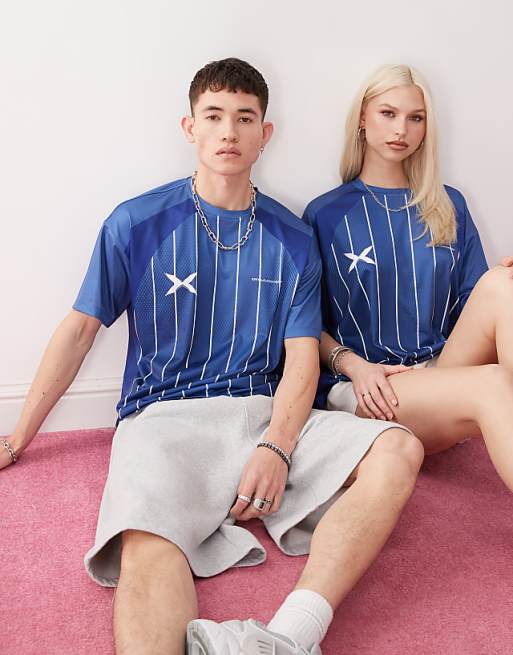 COLLUSION Unisex Football Top In Blue