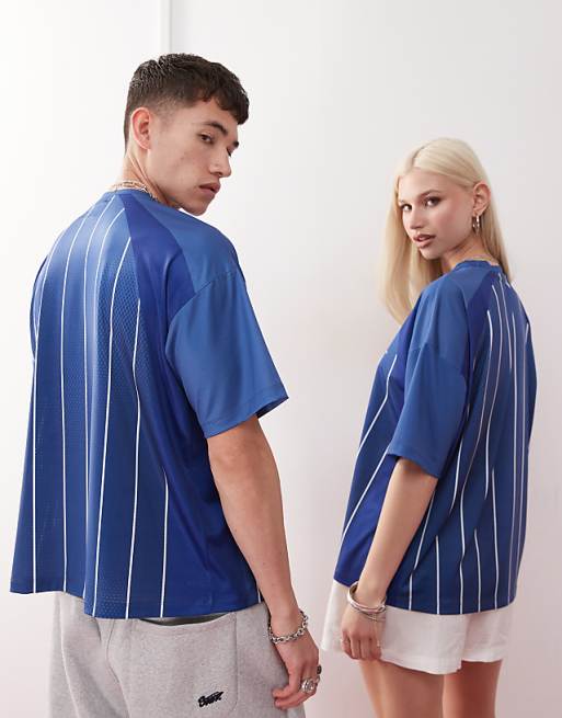 COLLUSION Unisex Football Top In Blue