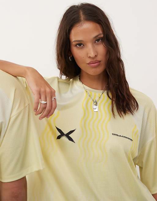 COLLUSION Unisex Football Top In Buttermilk Yellow
