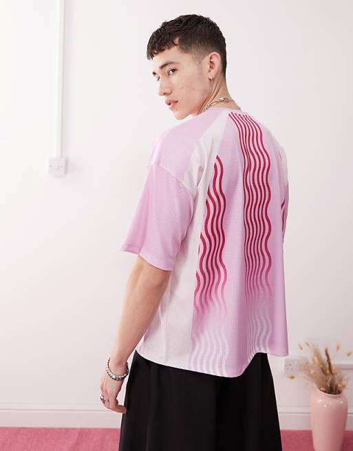 COLLUSION Unisex Football Top In Pink - LPINK