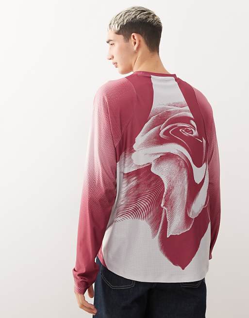 COLLUSION Unisex Graphic Football T-shirt In Burgundy