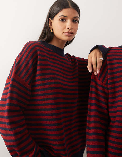 COLLUSION Unisex Striped Jumper In Red And Black