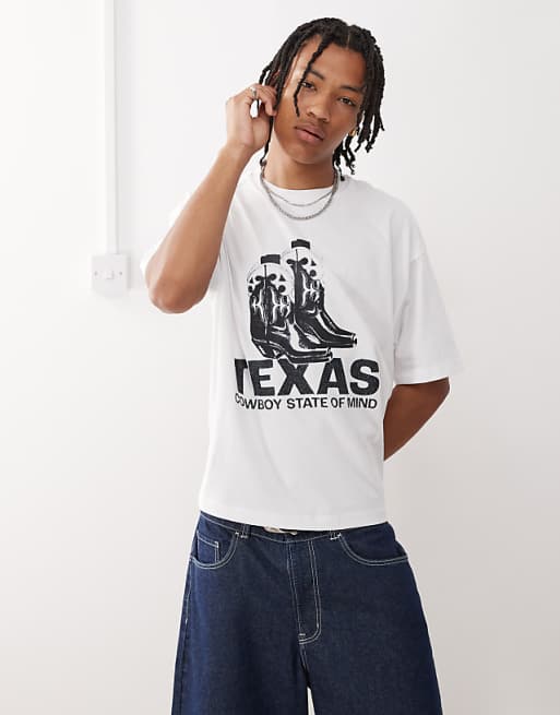 COLLUSION Western cowboy texas graphic t-shirt in white