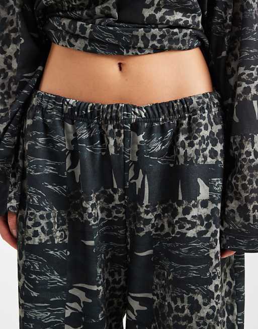 COLLUSION Wide Leg Jogger In Washed Tiger Camo Print