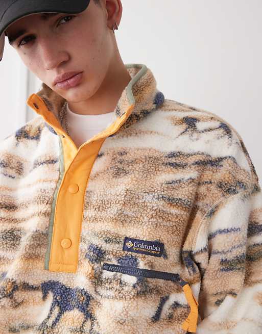 Columbia Helvetia II Printed Half Snap Fleece In Yellow