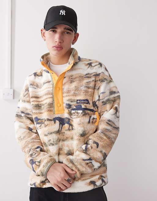 Columbia Helvetia II Printed half snap fleece in yellow
