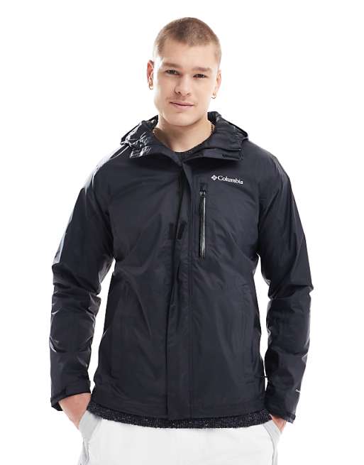 Columbia Pouring Adventure hooded rain jacket in black