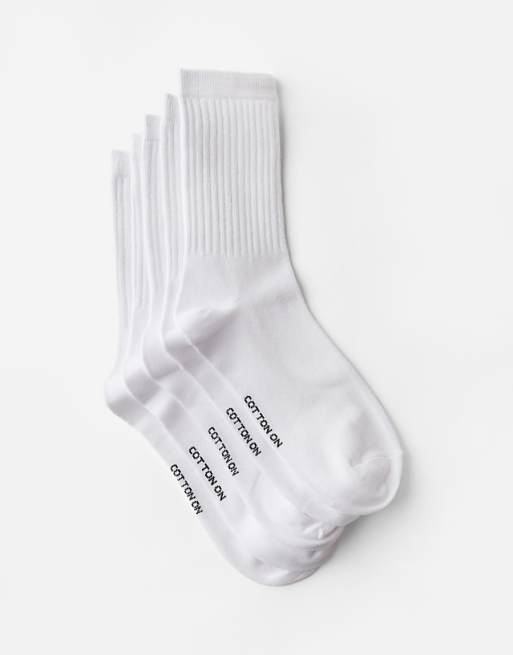 Cotton On 5pk crew sock in white - WHITE