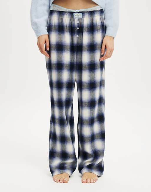 Cotton On Flannel Wide Leg Pant In Blue
