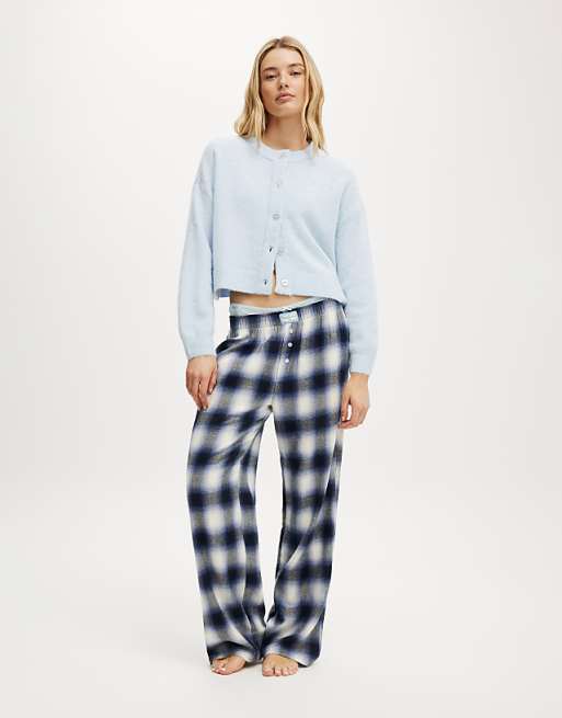 Cotton On Flannel wide leg pant in blue