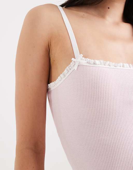 Cotton On Sleep Waffle Square Neck Cami Top In Blushing Bride Co-ord