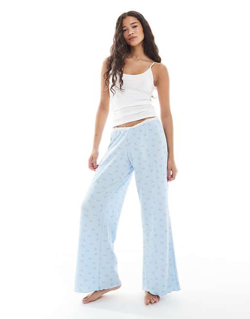Cotton On waffle wide leg pyjama trouser in ditsy check