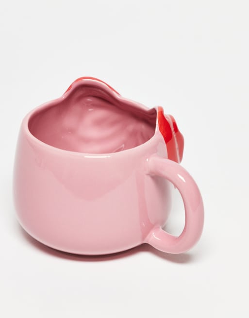 Daisy Street Bow Mug In Pink And Red