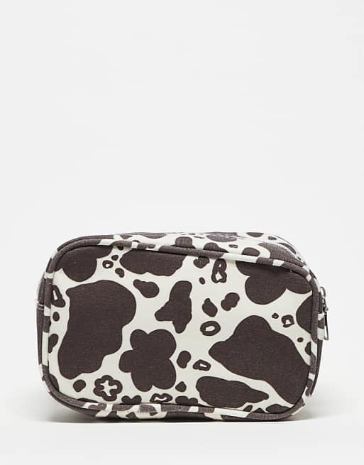 Daisy Street cow print makeup bag