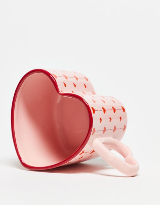 Daisy Street Heart Shape Mug In Pink
