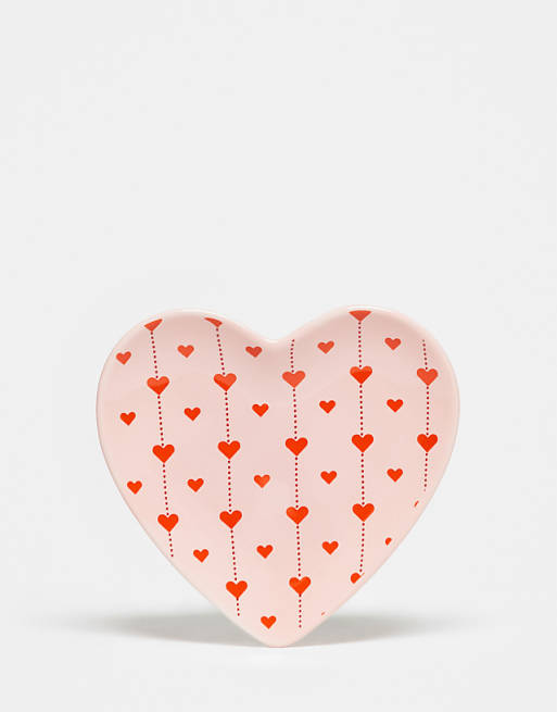 Daisy Street heart trinket dish in pink