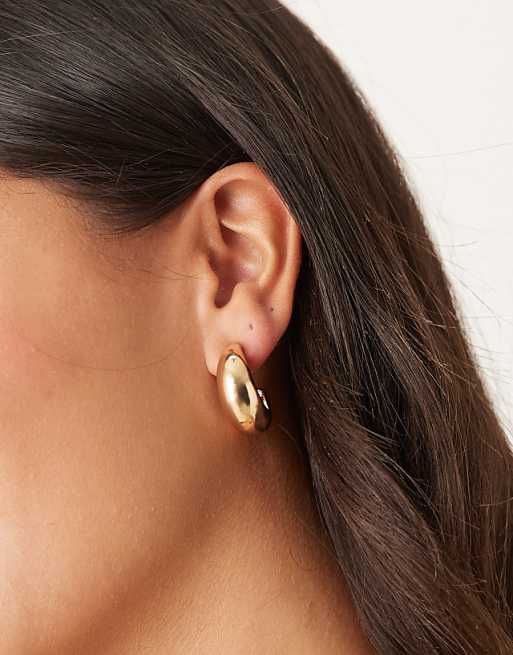 DesignB London 25mm teardrop hoop earrings in gold
