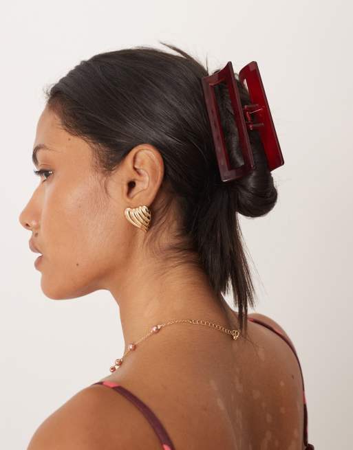 DesignB London Angular Hair Claw Clip In Burgundy
