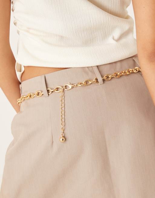 DesignB London Chain Belt In Gold