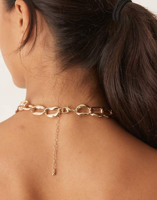 DesignB London Chunky Open Chain Neckalce In Gold