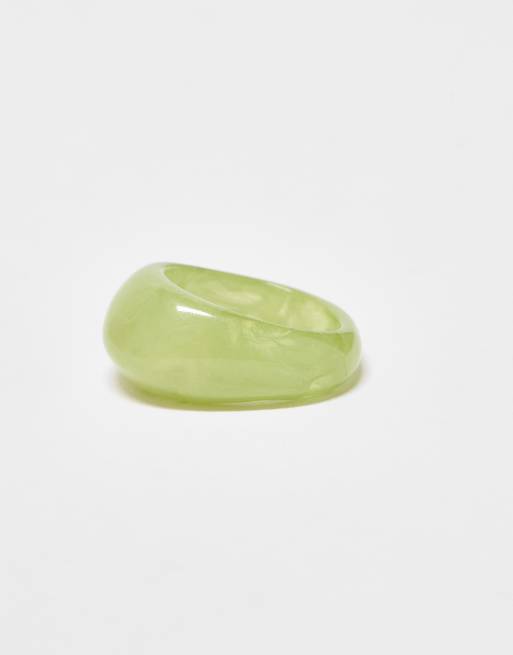 DesignB London Chunky Resin Ring In Light Green