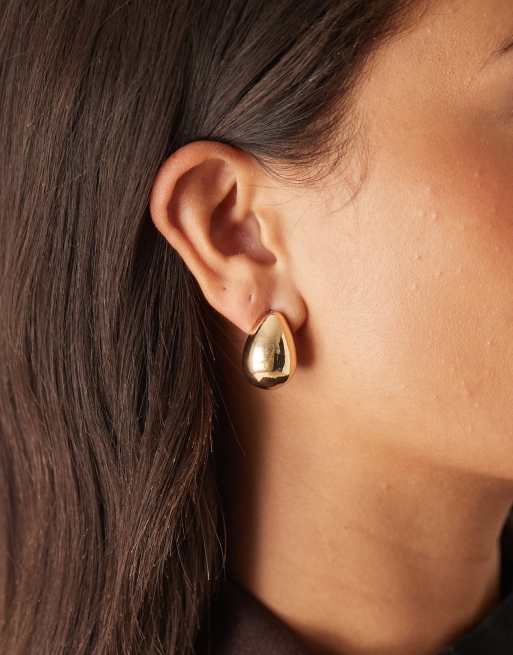 DesignB London Chunky Teardrop Earrings In Gold
