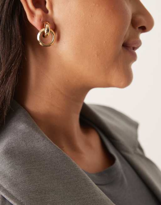 DesignB London Doorknocker Earrings In Gold