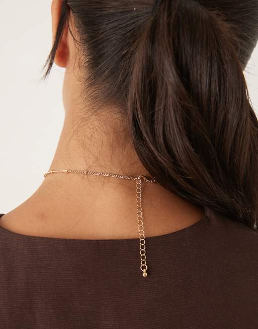 DesignB London Flower Pendant Necklace In Gold