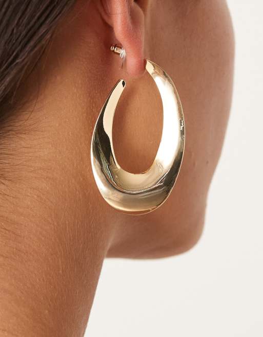 DesignB London Irregular Molten Hoop Earrings In Gold