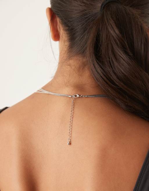 DesignB London Multirow Chain Necklace In Silver