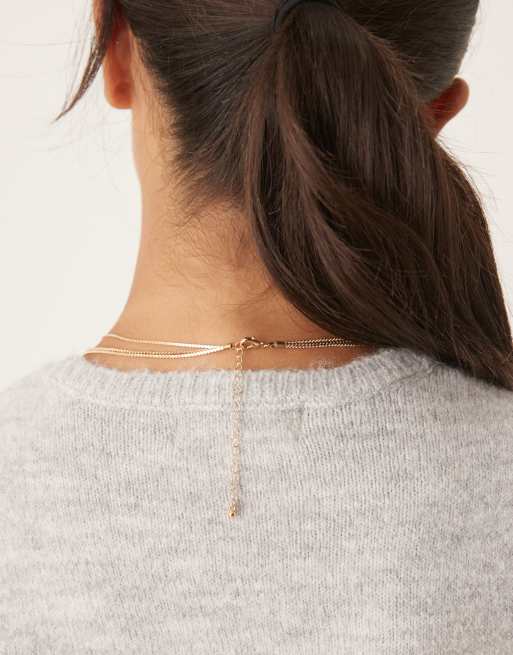 DesignB London Multirow Chain Necklaces In Gold