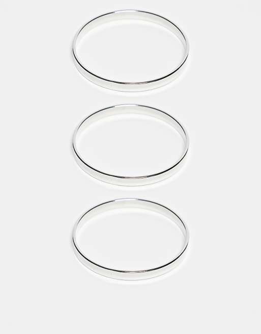 DesignB London pack of 3 stacking bangle bracelets in silver