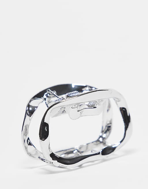 DesignB London small molten metal hair claw clip in silver