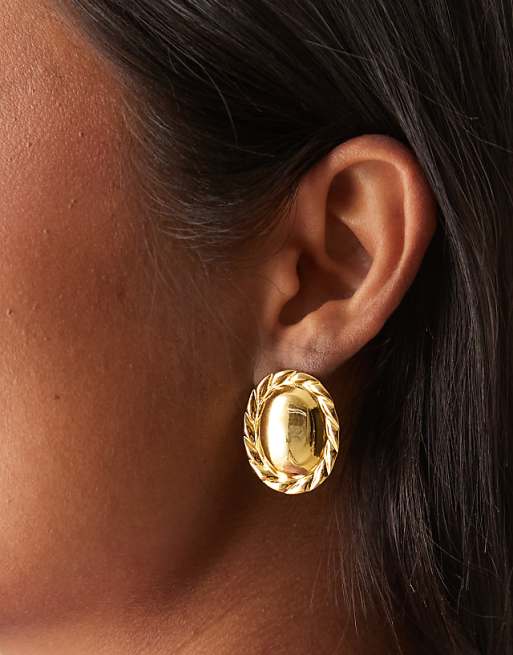 DesignB London vintage twist detail stud earrings in gold