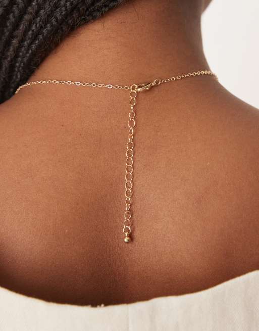 DesignB London White Stone Clover Pendant Necklace In Gold