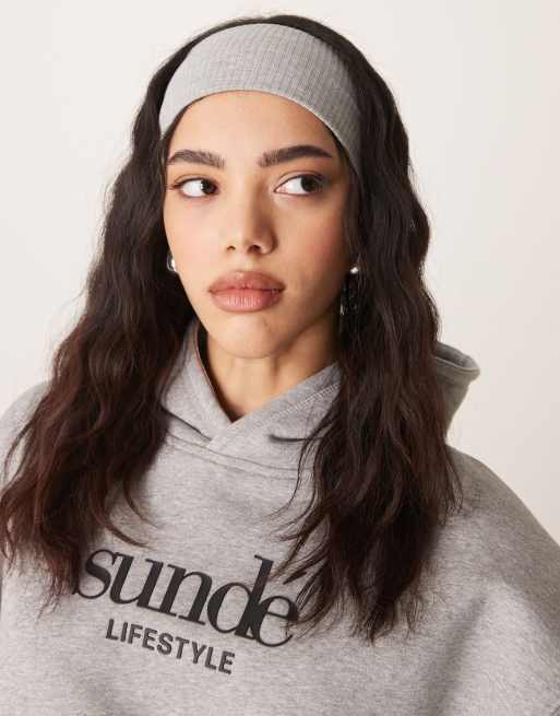 DesignB London Wide Jersey Headband In Grey