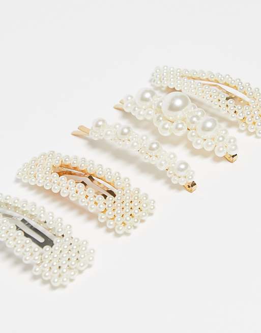 Easilocks Pearl Collection Fahion Hair Slides 5 Pack