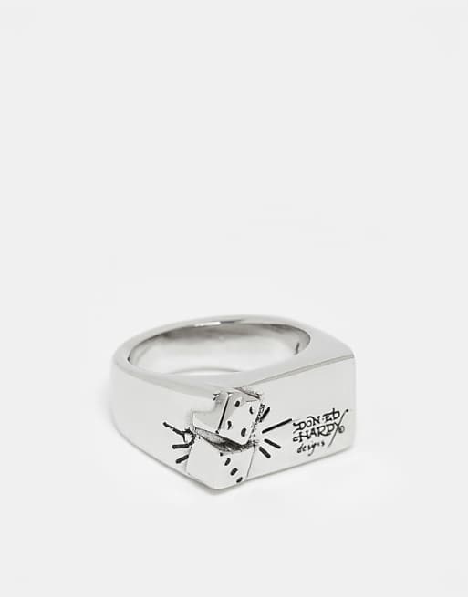 Ed Hardy stanless steel dice signet ring