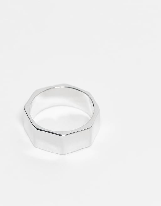 Faded Future Angular Band Ring In Silver