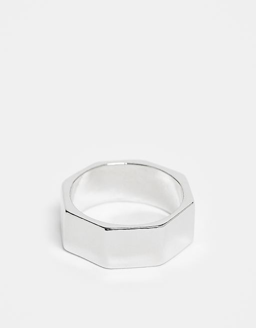 Faded Future angular band ring in silver