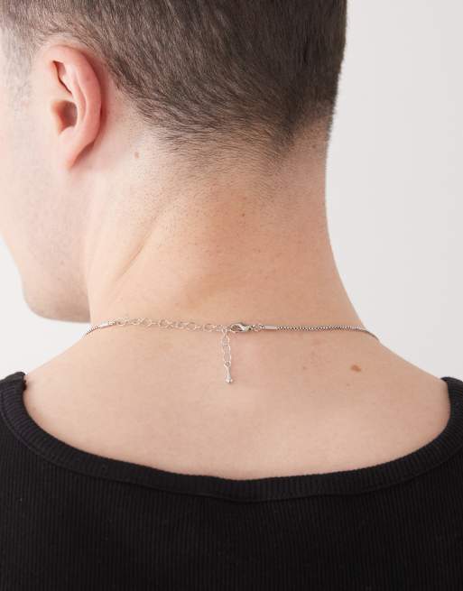 Faded Future Chain Necklace With Engraved Coin Pendant In Silver
