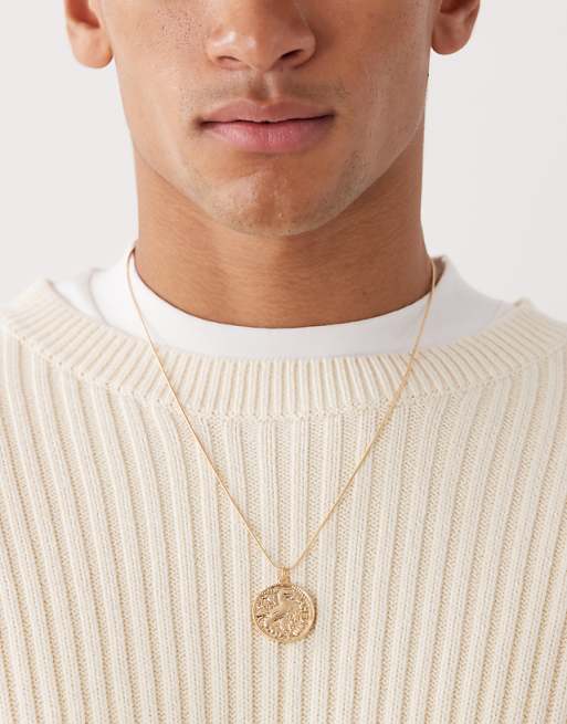 Faded Future coin pendant necklace in gold