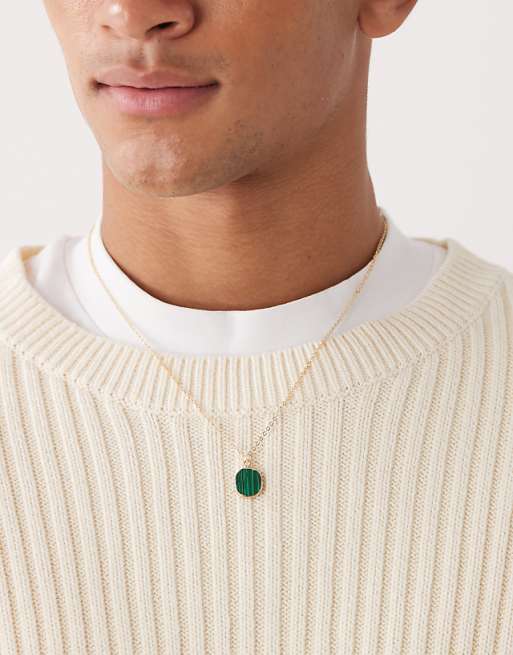 Faded Future green stone pendant necklace in gold